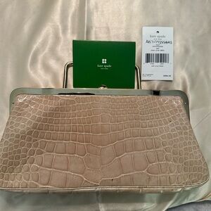 Kate Spade Tan Crocodile-Embossed Wristlet